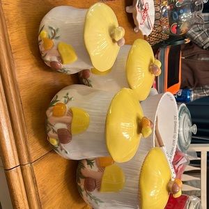 4 piece retro mushroom canister made in 1980.